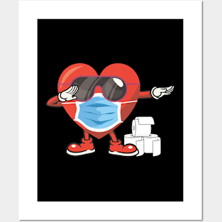 Dabbing Heart Mask Funny Valentines Day Design Posters and Art